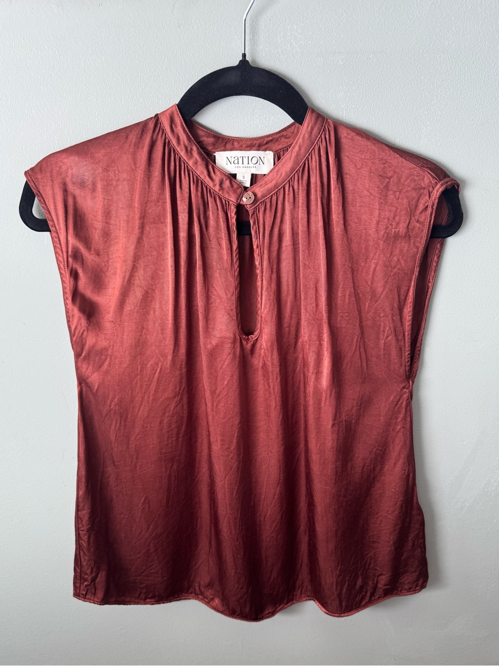 Nation LTD Rust Keyhole Cap Sleeve Blouse Top Small